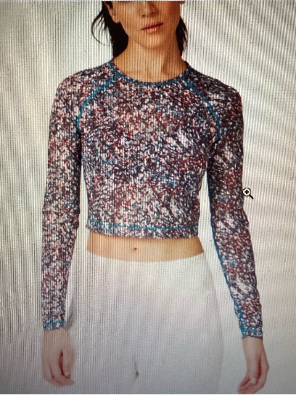 Sweaty Betty London Mesh Cropped Long Sleeve Athletic Top Print M